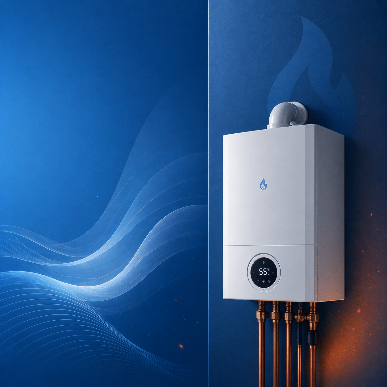 Boiler installation blue background