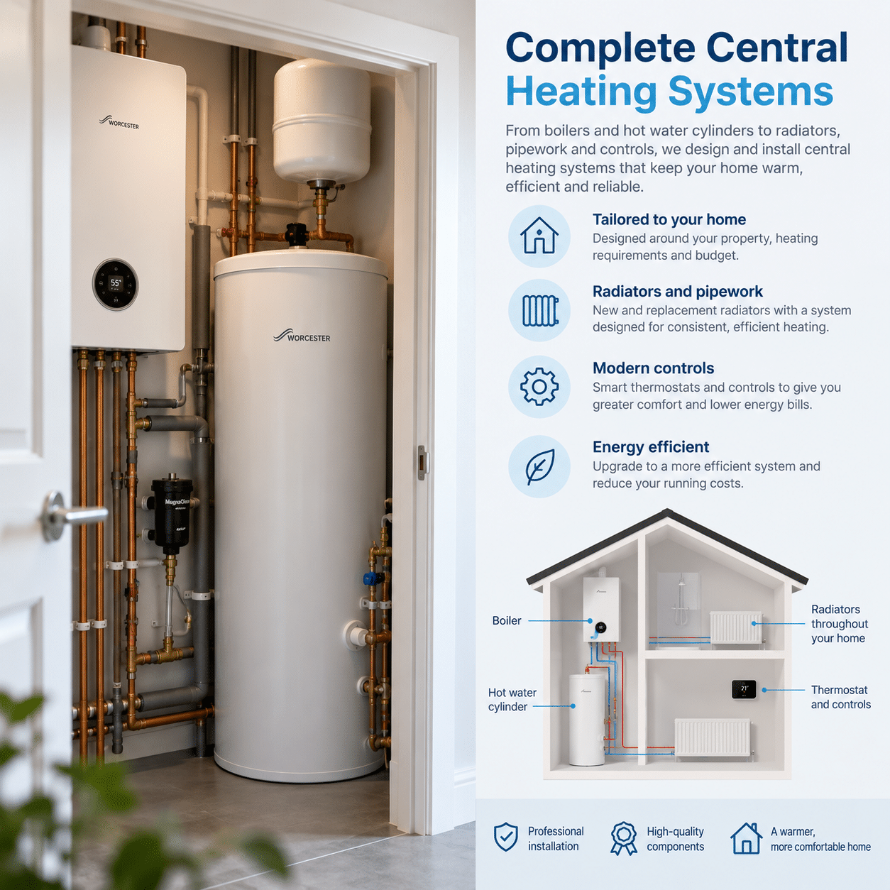 Central heating system infographic